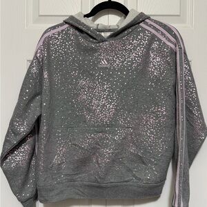 Adidas Speckled Gray and Pink Hoodie girls size 16